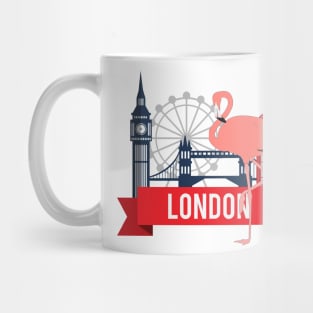 Flamingo in London England Travel Icons Mug